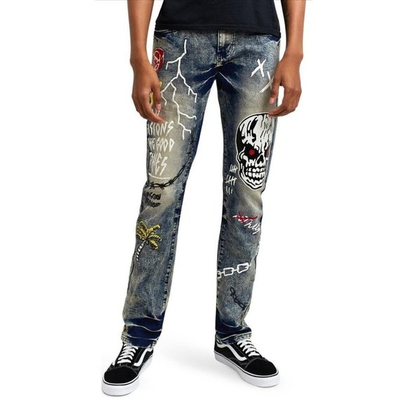 NWT Reason Skinny Jeans Move in Silence‎ Skateboard Streetwear 30Wx32L - Picture 1 of 13